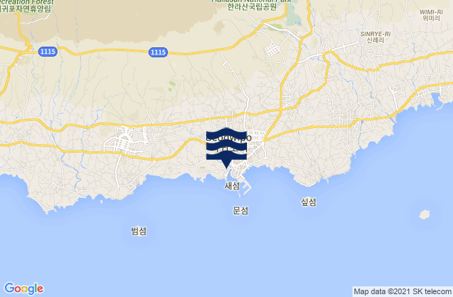 Mapa da tábua de marés em Sogwip'o, Cheju Do, South Korea