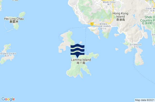 Mapa da tábua de marés em Sok Kwu Wan, Hong Kong