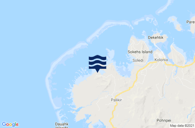 Mapa da tábua de marés em Sokehs Municipality, Micronesia