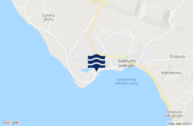 Mapa da tábua de marés em Sokhumi, Georgia