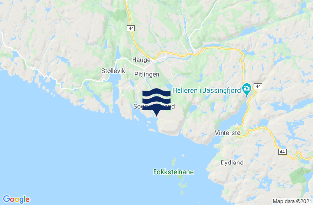 Mapa da tábua de marés em Sokndal, Norway