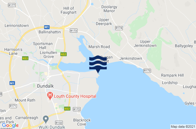 Mapa da tábua de marés em Soldiers Point, Ireland