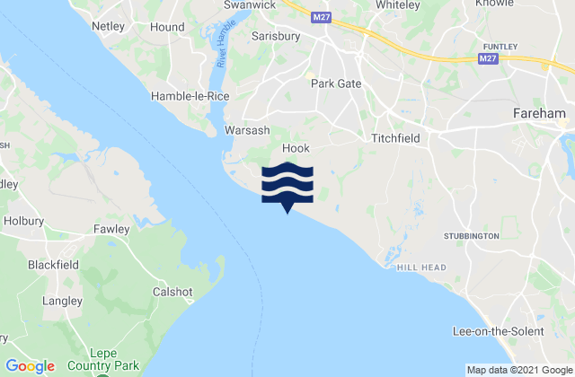 Mapa da tábua de marés em Solent Breezes Beach, United Kingdom