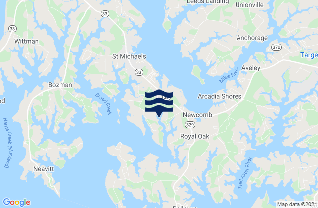 Mapa da tábua de marés em Solitude Creek, United States