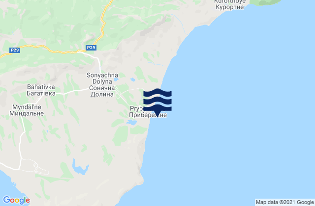 Mapa da tábua de marés em Solnechnaya Dolina, Ukraine