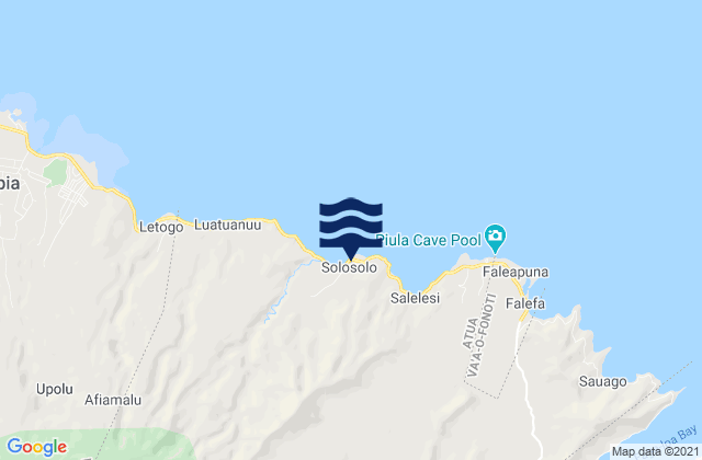 Mapa da tábua de marés em Solosolo, Samoa