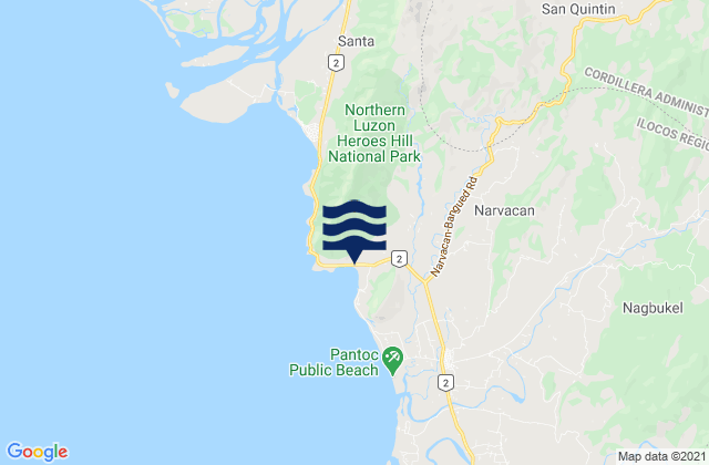 Mapa da tábua de marés em Solvec Cove, Philippines