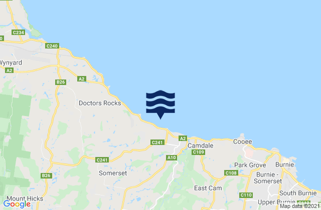 Mapa da tábua de marés em Somerset Beach, Australia