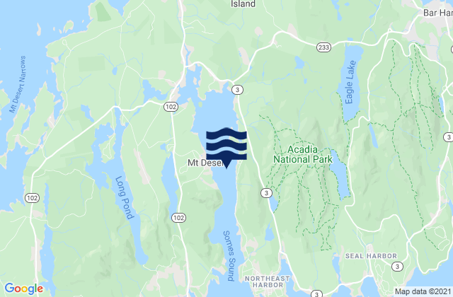Mapa da tábua de marés em Somes Sound, United States
