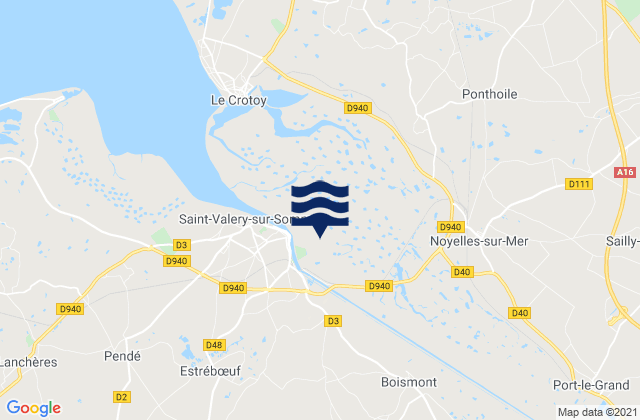 Mapa da tábua de marés em Somme River, France
