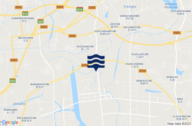Mapa da tábua de marés em Songcun, China