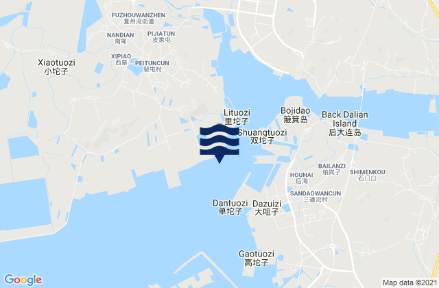 Mapa da tábua de marés em Songmudao Gang, China