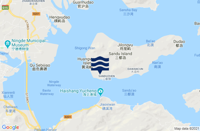 Mapa da tábua de marés em Songqi, China