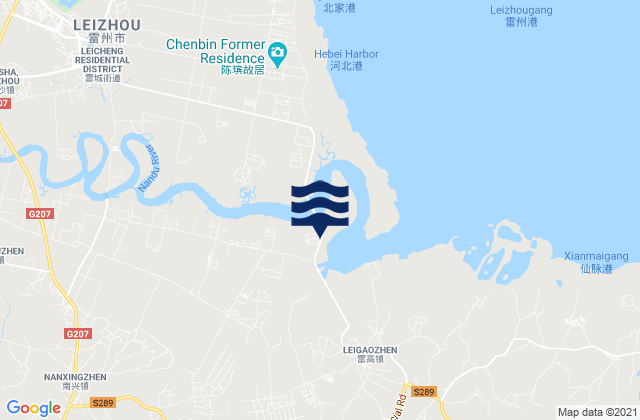 Mapa da tábua de marés em Songzhu, China
