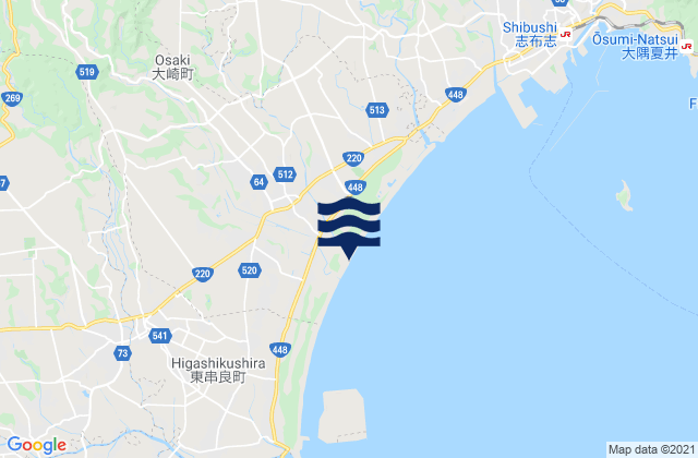 Mapa da tábua de marés em Soo Gun, Japan