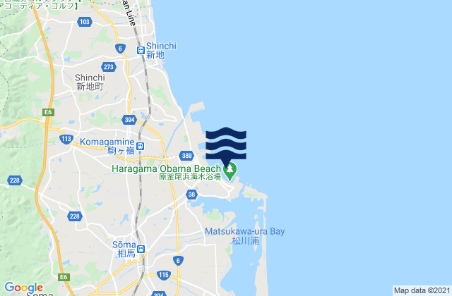 Mapa da tábua de marés em Sooma, Japan