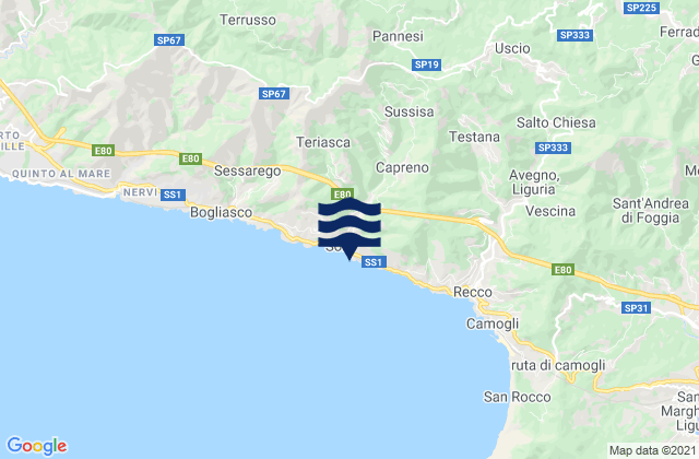 Mapa da tábua de marés em Sori, Italy