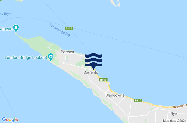 Mapa da tábua de marés em Sorrento, Australia