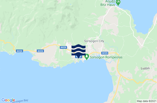 Mapa da tábua de marés em Sorsogon, Philippines
