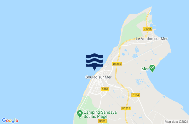 Mapa da tábua de marés em Soulac-sur-Mer, France