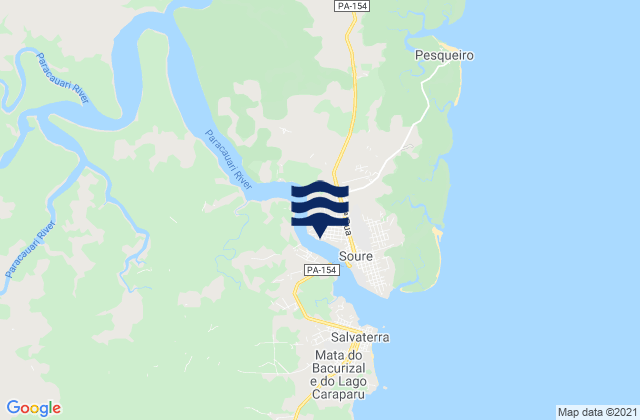Mapa da tábua de marés em Soure, Brazil