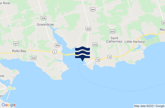 Mapa da tábua de marés em Souris, Canada