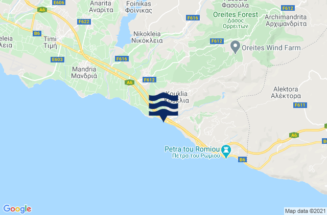 Mapa da tábua de marés em Souskioú, Cyprus