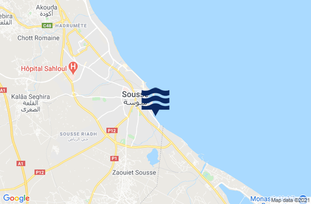 Mapa da tábua de marés em Sousse Sidi Abdelhamid, Tunisia