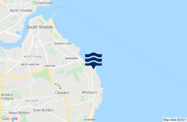 Mapa da tábua de marés em Souter Lighthouse, United Kingdom