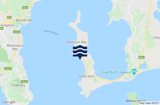 Mapa da tábua de marés em South Arm Beach, Australia
