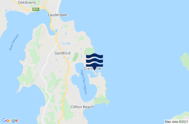 Mapa da tábua de marés em South Arm Peninsula, Australia