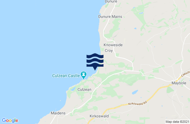 Mapa da tábua de marés em South Ayrshire, United Kingdom