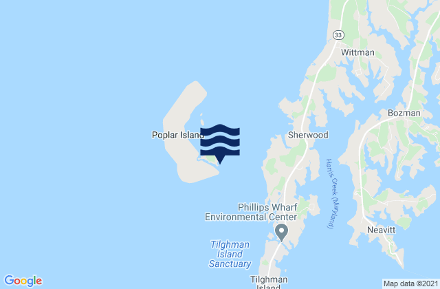 Mapa da tábua de marés em South Bar Point, United States