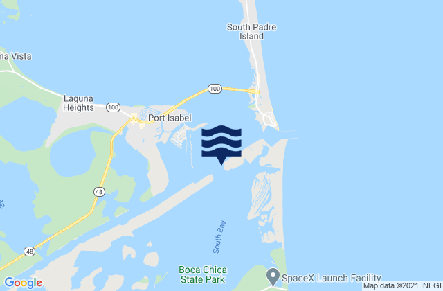 Mapa da tábua de marés em South Bay Entrance, United States