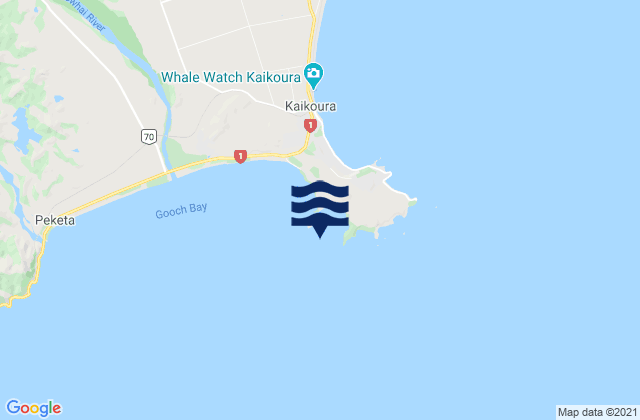 Mapa da tábua de marés em South Bay, New Zealand