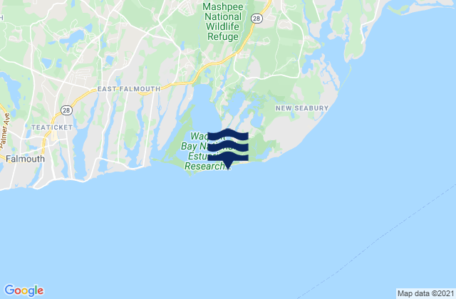 Mapa da tábua de marés em South Cape Beach, United States