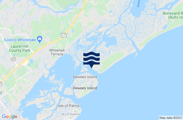 Mapa da tábua de marés em South Capers Island, United States