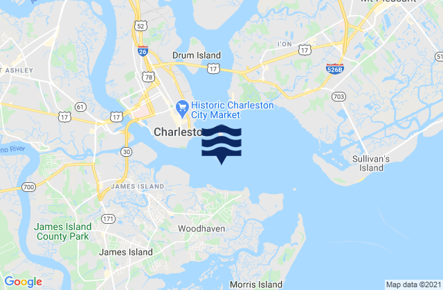 Mapa da tábua de marés em South Channel Buoy 32, United States