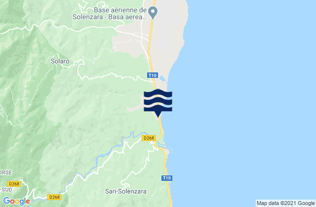 Mapa da tábua de marés em South Corsica, France