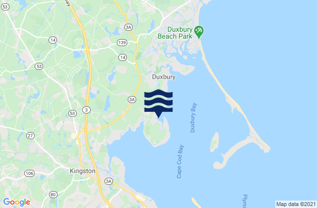 Mapa da tábua de marés em South Duxbury, United States