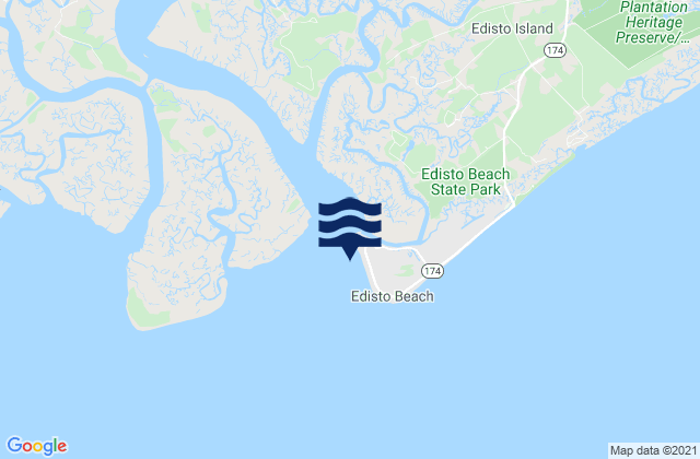 Mapa da tábua de marés em South Edisto River entrance, United States