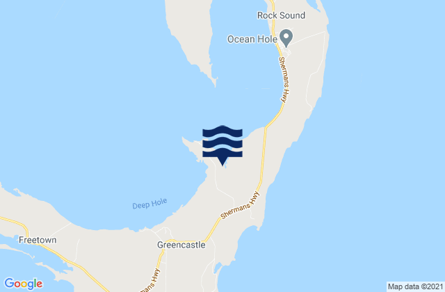 Mapa da tábua de marés em South Eleuthera, Bahamas