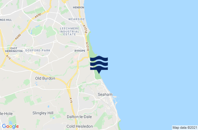 Mapa da tábua de marés em South Hetton, United Kingdom