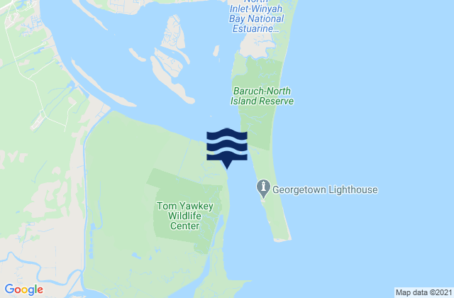 Mapa da tábua de marés em South Island Plantation, United States
