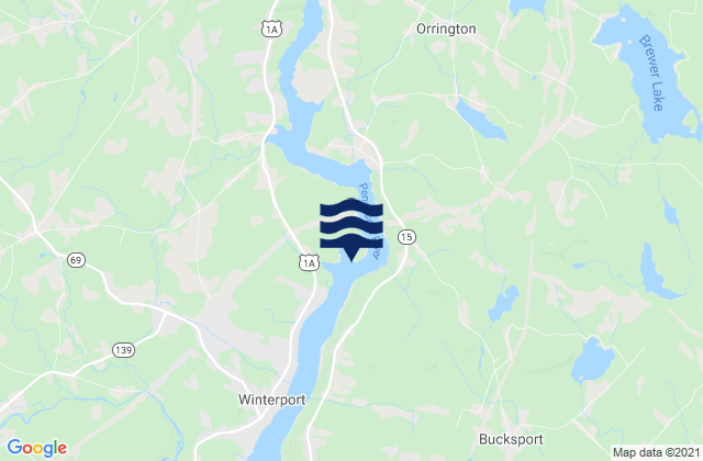 Mapa da tábua de marés em South Orrington, Penobscot River, United States