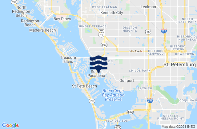 Mapa da tábua de marés em South Pasadena, United States