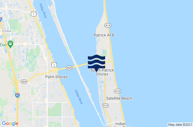 Mapa da tábua de marés em South Patrick Shores, United States