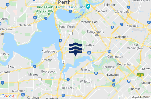 Mapa da tábua de marés em South Perth, Australia