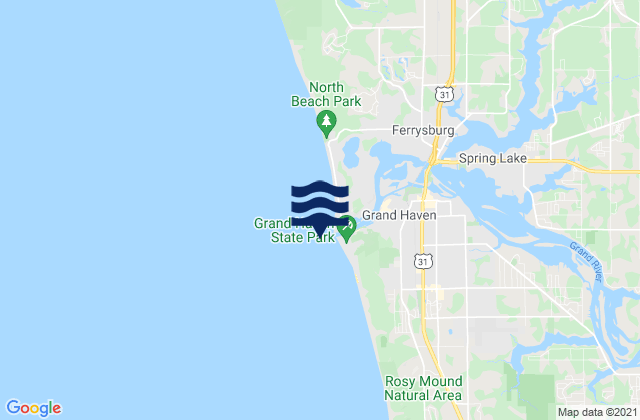 Mapa da tábua de marés em South Pier - Grand Haven, United States