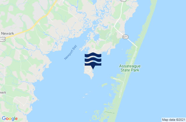 Mapa da tábua de marés em South Point Sinepuxent Neck, United States
